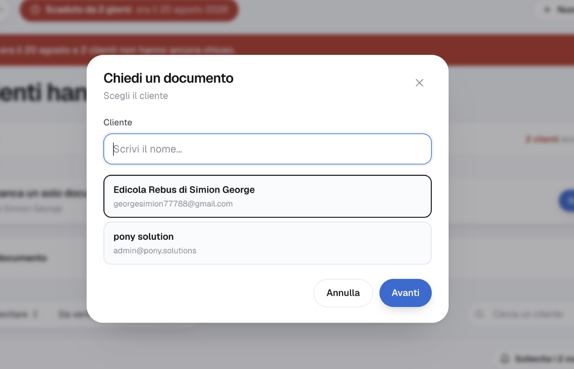 La scelta del cliente
