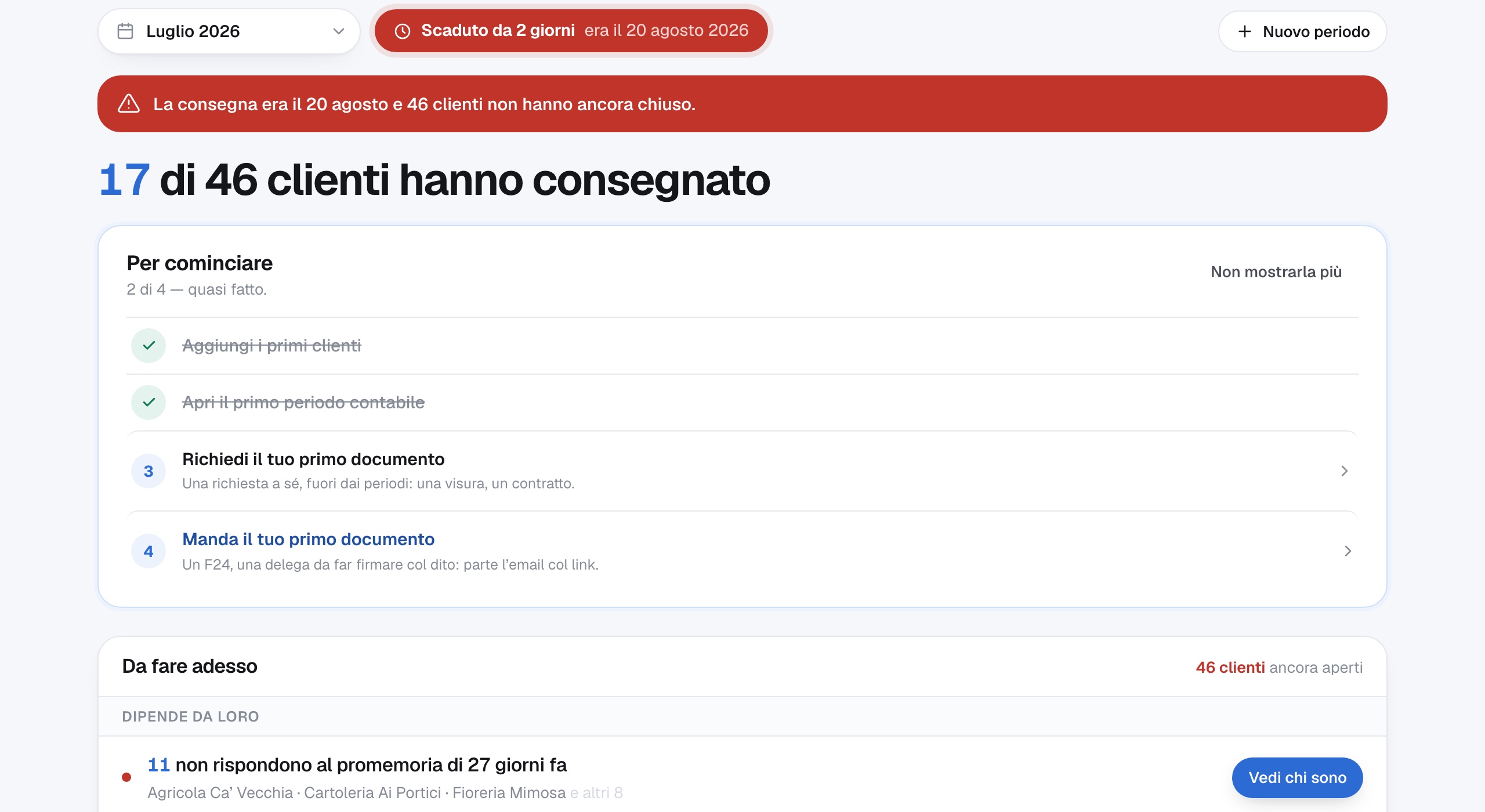 La coda dei clienti da sollecitare